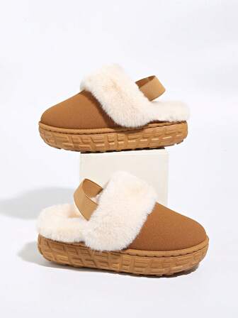 2025 Winter Hot Women's Casual Style Home Slippers, Brown & White Faux Fur Lined Slippers With Textured Sole, Comfortable Soft Warm Slippers, Non - Slip Wear - Resistant Rubber Sole, Fashionable Versatile Indoor Slippers, Easy - To - Wear Cozy Home Casual Slippers, Popular Must - Have Item For Winter Daily Outfits, Home Relaxing, Indoor Activities