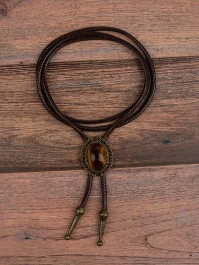 1 pieza Corbata bolo estilo gótico vaquero, collar largo de metal de moda, versátil para uso diario