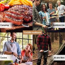 Cuchillo Viking para carnicero de carne, Cuchillo Forjado A Mano Con Vaina, Cuchillos Chef De Cocina, Acero De Alto Carbono, Aplicar Para Hogar, Camping, Barbacoa, Restaurante, Corte De Carne, Sin Hueso. - Marrón - Ver 3