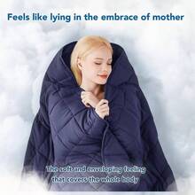 Weighted Blanket Adults 20 Lbs, 60x 80 Size Soft Cooling Heavy Blanket Sleeping, Apply To 190 - 210 Lbs Body, Thick Breathable Blanket With Glass Bead, Easy Care - 01-海軍藍 + 36"*48"-3磅 - 查看 4