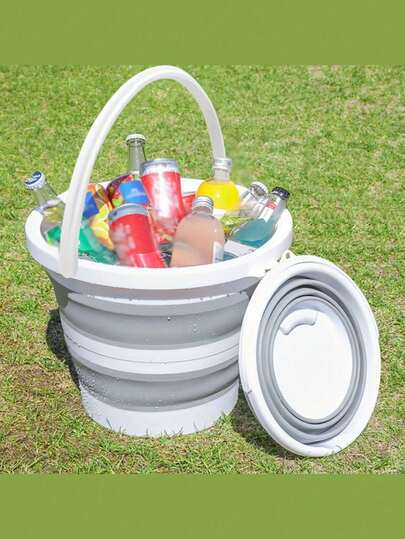 1 Large-Capacity Folding Bucket, Cleaning Bucket, Mop Bucket, Foldable Portable Small Plastic Bucket, Wine And Beverage Ice Bucket, Multi-Purpose Durable Portable Bucket, Portable Open-Air Picnic Barbecue Party, Outdoor Camping Bucket, Multi-Functional Car Wash Fishing Bucket, Household Cleaning Bucket, Easy To Store, Easy To Carry, Suitable For Outdoor Garden, Camping, Fishing, Car Wash, Beach, Etc.
