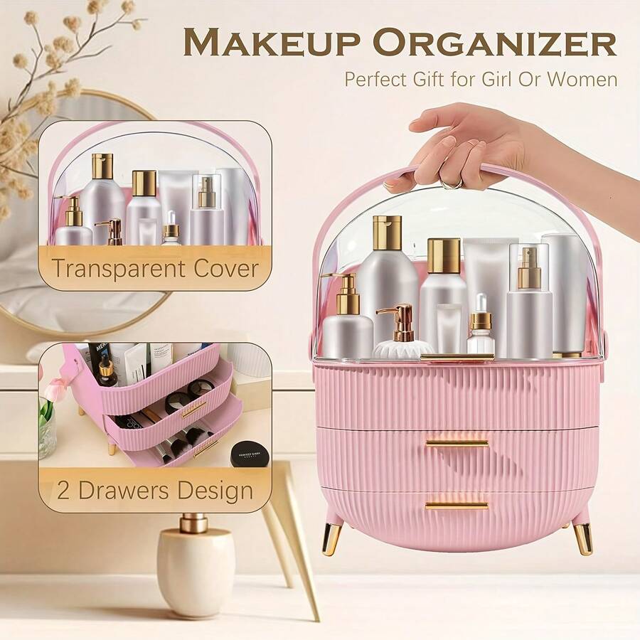 Cosmetic Storage Box & Rack - Rose bonbon - Voir 1