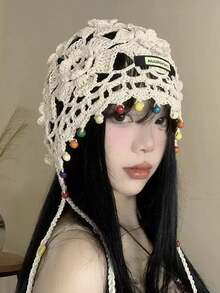 Boho Bohemian Retro Handmade Tassel Fashion Ball Red Knitted Wool Hat, Warm Headband Hat With Ear Protection For Winter, Unisex Knit Beanie Warm Thermal Outdoor Hat For Skiing And Traveling, Random Style And Color