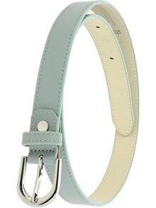 Women Genuine Leather Belt, Fashionable, Made In France - Gray Green - View 9