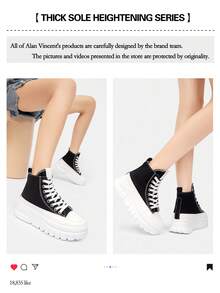 Alan Vincent [Free Return/Exchange][Casual Canvas Shoes Series]New Women's High-Top Lace-Up Canvas Shoes Women's Platform Casual Shoes Comfortable And Fashionable Shoes Student Shoes Casual And Versatile[The Size Runs Small, So We Recommend Choosing One Size Up.]