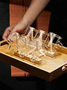 2/6个浓缩咖啡杯，小巧透明玻璃杯，带手柄，耐热，适用于咖啡、果汁、茶、办公室、餐厅、礼品 - 白色 - 查看 11