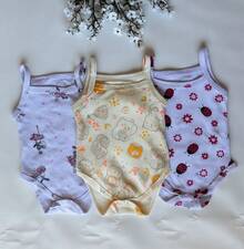 Set Of 3 Strappy Bodysuits With Assorted Prints, 100% Cotton, Baby Bodysuits, Clothes For Layette, Maternity, Cool Summer Tank Tops, Kids' Jumpsuits, Bodysuit Sets - ASSORTED PRINTS (you Can't Choose) - View 2