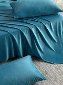 1 pezzo Lenzuolo in velluto tinta unita e alla moda con cristalli, lenzuolo rettangolare moderno, morbido e confortevole, anti-polvere e lavabile in lavatrice, adatto per la camera da letto, utilizzabile in tutte le stagioni - Blu scuro - Visualizzare 7