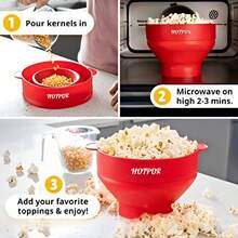 HOTPOR 微波炉爆米花碗，硅胶材质，耐热，可放入洗碗机清洗，多种颜色可选，3升大容量，适合家庭使用 - 彩色 - 查看 3