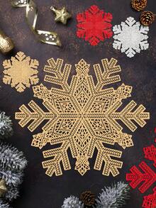 Set de 12 individuales redondos de 15 pulgadas de PVC con diseño de copos de nieve dorados, talla grande 3.94 pulgadas de posavasos redondos y huecos del mismo diseño, lavables, fáciles de limpiar, antideslizantes, resistentes al calor, para decoración de habitaciones, mesa de comedor, decoración del hogar, adecuados para fiestas, cumpleaños, bodas y cenas. - Multicolor - Ver 5