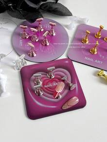 Decoraciones de arte de uñas, cruzada de alta demanda de mariposas, corazones y formas geométricas de colores con base metálica magnética, soporte de exhibición de arte de uñas coreano, accesorios de fotografía, manualidades DIY