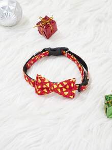 Christmas Pet Collar, Santa Claus Candy Bow Print Cat Dog Collar, Christmas Decorative Collar