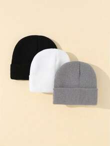 Pacotes de 1/3 peças de gorros de inverno para meninas e bebês, gorros macios para bebês, gorros de malha para crianças