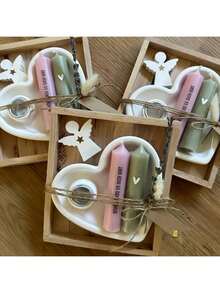 2pcs/Set DIY Semi-3D Heart Shaped Candle Holder Silicone Mold, Heart House Crystal Epoxy Resin Wax Candle Holder Plaster Mold - White - View 6