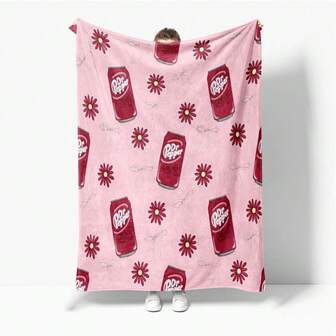 Dr. Pepper Soft Flannel Throw Blanket - Cozy And Warm For Sofa, Bed, Office And Travel - Perfect Christmas, Mother's Day And Holiday Party Gift