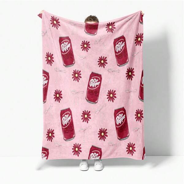 Dr. Pepper Soft Flannel Throw Blanket - Cozy And Warm For Sofa, Bed, Office And Travel - Perfect Christmas, Mother's Day And Holiday Party Gift