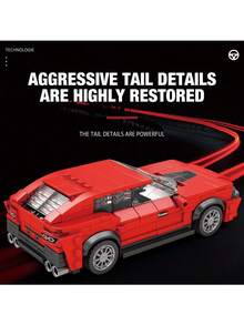 Juguetes de modelo de coche de carreras, juguetes de bloques de construcción, coches deportivos de bloques de construcción, serie de coches deportivos, adecuados para adultos, modelos de coches de bloques de construcción a escala 1:14 para adultos, modelos de colección y exhibición para aficionados, coches de juguete, ideal como regalo para cumpleaños, Halloween y Navidad, para coleccionar y decorar el hogar.