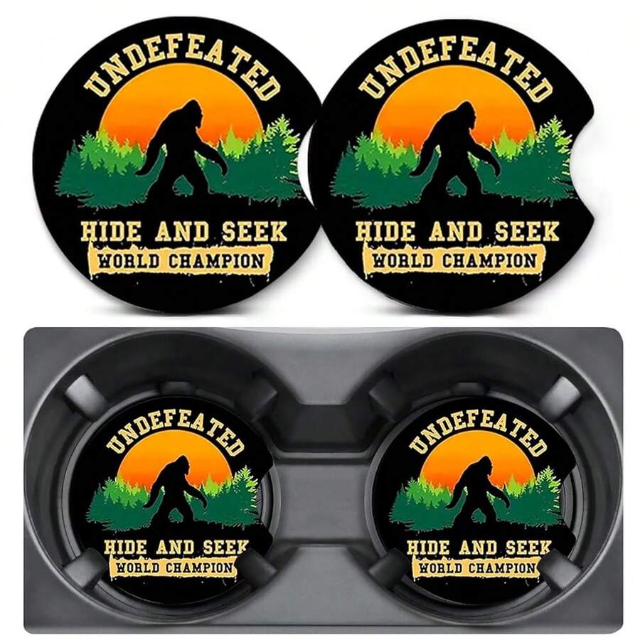 2 Pack Car Coasters For Cup Holders,Bigfoot Car Cup Holder Coasters,2.75" Universal Size Anti Slip Rubber Mat,Car Cup Holder Decal Decor,Big Foot Sasquatch Gifts For Men,Women,Dad,Grandpa{"Color_name":"Bigfoot","Size_name":"2PCS"} - 大腳怪 - 查看 1