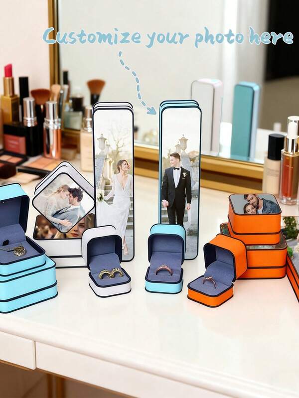 A Personalized Leather Jewelry Box, Customizable With Pictures, Perfect For Brides, Mothers, Bridesmaids, And As Gifts For Valentine's Day, Christmas, A Portable Jewelry Box For Storing High-End Exquisite Jewelry Such As Necklaces, Rings, Earrings, And Pendants. It Is Delicate And Romantic, Multifunctional, , Decorative, Reusable, Elegant, Stylish