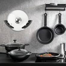 Lvefyti Wall Mounted Pot Lid Holder, Plastic Pot Lid Rack Fits 15-32cm Lids, Self-Adhesive Lid Organizer, Suitable For Cabinet/Wall Installation, Space-Saving Solution, Minimalist Storage Box, Durable Plastic, Easy Installation, Storage Solution, Apartment Living - Multicolor - View 5