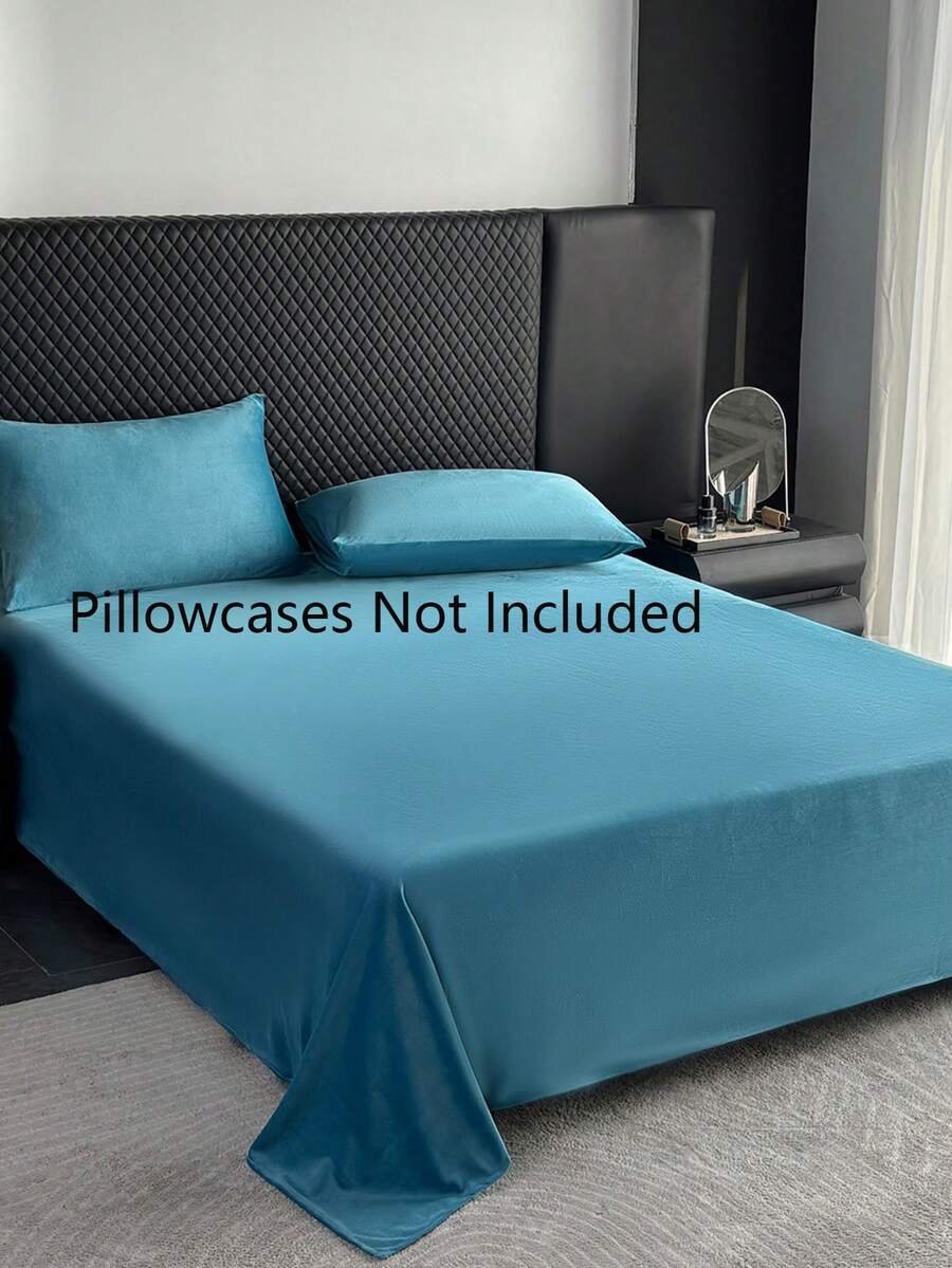 1 pezzo Lenzuolo in velluto tinta unita e alla moda con cristalli, lenzuolo rettangolare moderno, morbido e confortevole, anti-polvere e lavabile in lavatrice, adatto per la camera da letto, utilizzabile in tutte le stagioni - Blu scuro - Visualizzare 1