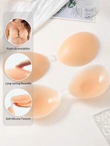 1pc Nipple Shield Lift, Strapless Adhesive Push Up Reusable Silicone Tape Bra, Invisible Adhesive Bra For Women And Girls Pink - Multicolor - View 20