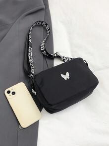 حقيبة رسول من النايلون بلون أحادي بسيط للبنات، مزينة بزخرفة فراشة جميلة، حقيبة مربعة صغيرة خفيفة الوزن متعددة الاستخدامات، محفظة نقود للأطفال، حزام كتف قابل للتعديل، سحاب للفتح والإغلاق، حقيبة كاجوال صغيرة، حقيبة تخزين للهاتف والمفاتيح، مناسبة للاستخدام اليومي والأنشطة الخارجية والتسوق والعطلات، هدية مناسبة للبنات والطالبات والصديقات والمراهقات