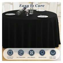 Round Tablecloth,10 Pack 132inch Stain And Wrinkle Resistant Polyester Table Cloth,Decorative Fabric Table Cover For Kitchen,Dinning,Party,Wedding RoundBlack - Multicolor 757 - View 3