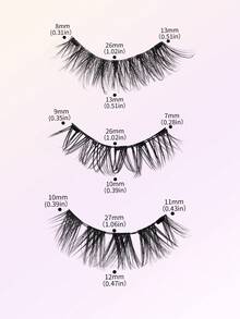 MAGEFY 3 Pairs Magnetic False Eyelashes Set, Includes Magnetic Clips, Multi-Function Brush, 3 Curled Lashes, And Eyelash Curler, Mixed Styles, No Glue Needed, Round Magnets, Long-Lasting, Natural & Realistic, Reusable, 7-13mm Faux Mink Lashes, Suitable For Daily Wear, Waterproof, Cartoon Style, Extended Outer Corner Design, Enlarges Eyes, Slim & Long, Ideal For Travel, Beach, Camping - 自然纖長款 - 查看 7