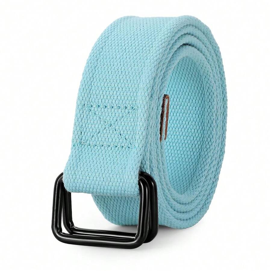 JASGOOD Men Canvas Double Ring Belt Plus Size Men Cloth Casual Belt For Jeans Pants{"Color_name":"SkyBlue","Size_name":"FitsWaistSize28\"-32\""} - 多色16 - 查看 1