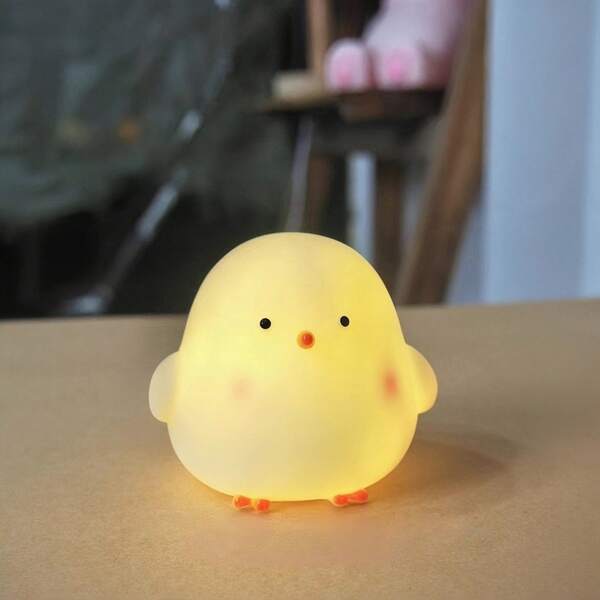 1pc Cute Little Chicken Night Light, Soft Light, Button Battery Powered (Without Plug), Suitable For Outdoor Bedroom, Bedside, Study, Office Lighting Decoration, Giving Friends, Classmates, Colleagues, Family, Holiday Birthday Gifts