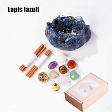 1set Natural Crystal Dropper Resin Reiki Stone Candle Base Aromatherapy Cornucopia Healing Meditation Decoration Gift Box Set Christmas Gift - Epoxy Lotus Bowl Incense Holder Set - View 19