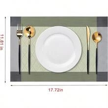 Washable Vinyl Placemats Set Of 4 For Indoor/Outdoor Use - C-rhombus-green - View 2