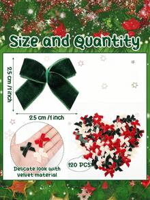 120 buc fundițe mici de Crăciun, pentru meșteșuguri, funde de Crăciun cu răsucire, panglică, fundă de Crăciun, DIY, meșteșuguri, cusut, scrapbooking, împachetare cadouri, scrapbooking, coroane, șosete (pachet vrac, fără caracteristici, verde, crem, 2,5 cm) - Multicolor - Vizualizare 3
