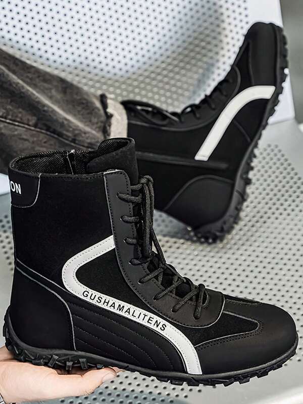 Calçados esportivos masculinos, botas de trabalho de cano alto, calçados de trabalho antiderrapantes, calçados esportivos casuais da moda, calçados masculinos para atividades ao ar livre