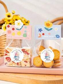 Customized Cake Celebration Round Stickers, Personalized Content (E.G. Name, Date, Etc.). Watercolor Style Multi-Tier Cake Design. Suitable For Birthday Parties, Dessert Events, Decorations And More. - Multicolor - View 4