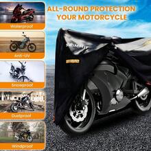 - Funda para Moto, 420D Cubierta de proteccin Impermeable para Motocicleta, Aptos para Motocicletas como, y ms XL 90x 37x 49 Pulgadas - SG - Ver 5