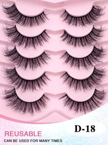 ENCHUW 5 pares de pestañas postizas largas, gruesas y voluminosas, con efecto dramático y esponjoso, con diseño cruzado, para extensión de pestañas y maquillaje - Pestañas Fluffy - Ver 5