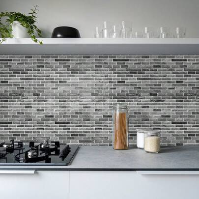 6/12 水晶纹理厨房贴纸，2D效果自粘家居装饰贴纸，适用于厨房防溅板/墙面翻新和餐厅装饰，防水自粘贴纸，家居装饰，DIY壁画贴纸，房间装饰