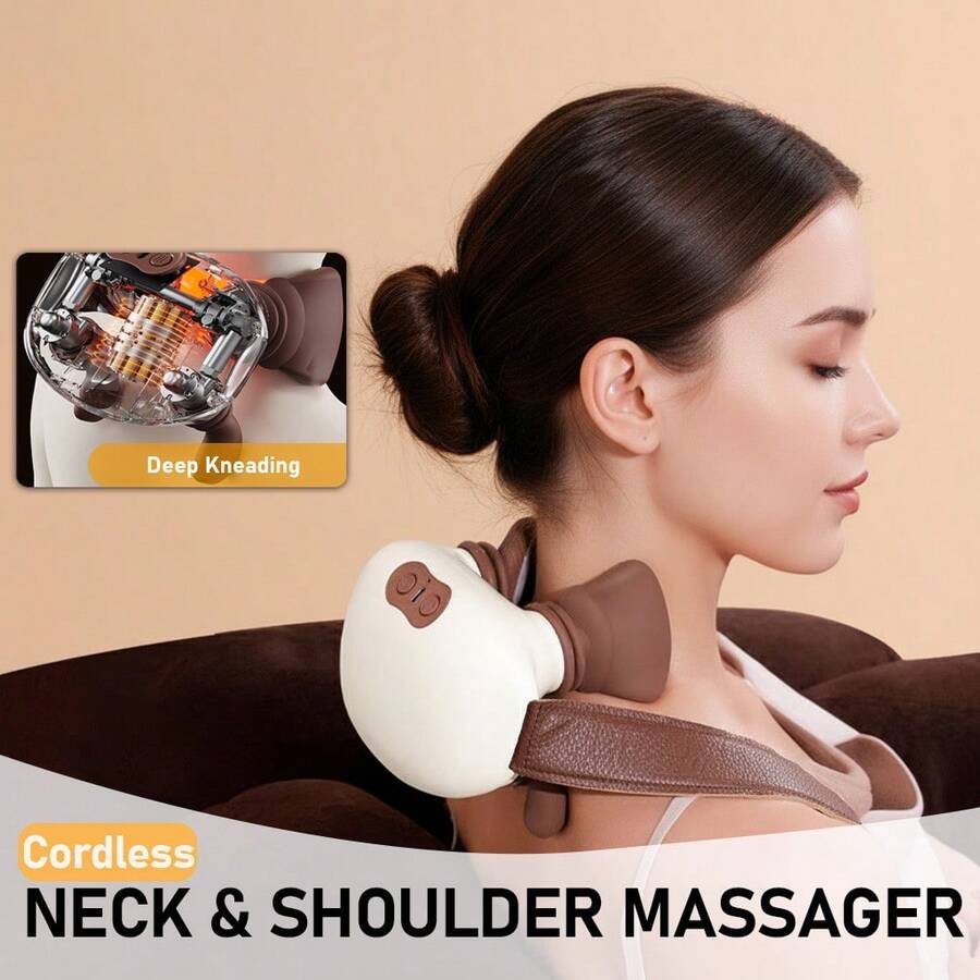 1pc Intelligent Neck Massager, Rechargeable Shoulder & Neck Kneading Massage Device For Home, Office And Travel Use - Multicolor - View 1