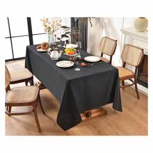 Black Tablecloths,90 * 132inch Stain And Wrinkle Resistant Polyester Black Rectangle Tablecloth,Decorative Fabric Table Cover For Party,Wedding,Kitchen,Dinning - Multicolor 778 - View 2