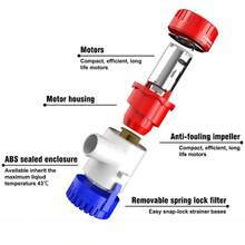 Kit de bomba de sentina, kit de instalación de bomba de sentina de 1-1/8 pulgadas de diámetro, bomba de agua de sentina para barco, bomba de agua 1100 gph, manguera - Rojo - Ver 7