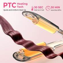 UKLISS Hair Waver Crimper - Beach Waves Hair Curler, Mermaid Waver For Wavy Hair, Wave Curling Iron With 14 Adjustable Temps (120-230°C) | Lightweight & Compact Size | Double Voltage - White Gold - EU C Type Plug(220-240V) - View 6