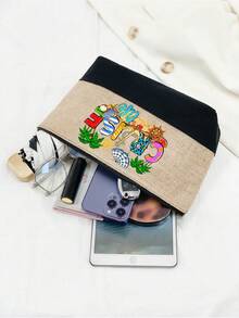 Ensemble de sacs de plage pour femme, imprimé plage, grand sac à main et deux trousses de maquillage, sac de voyage pour vacances, week-end, court séjour, cadeau d'anniversaire personnalisé pour une amie, idéal pour un mariage, un anniversaire, des vacances, un cadeau idéal pour les femmes, les mamans, les enseignantes, les amies, les demoiselles d'honneur, les étudiantes, la rentrée scolaire, un cadeau pour la meilleure amie, un souvenir de la mariée (avec foulard).