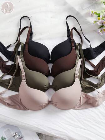 4 piezas de sujetador sin aros cómodo y multicolor de copa suave para uso casual de lencería y ropa interior para mujer