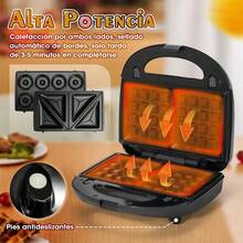 Máquina De Cocina 3 En 1 Para Waflera Donuts Y Sándwiches - Negro - Ver 2