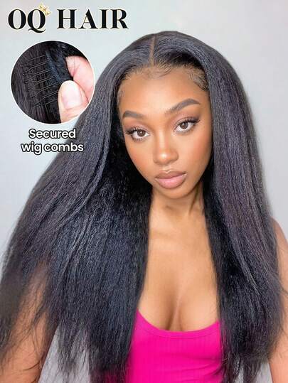 OQ Hair 3 IN 1 HALF WIG Seamless Flip Over Wig Kinky Straight Human Hair No Glue No Lace Wig Half Wig 180% Density 14-16 Bob Inch 18-28 Inch Long Hair Natural Black Travel Essential Beginner Friendly Use Daily Frontal Human Hair Real Human Hair Wigs Wear And Go Glueless Wig Human Hair Free Gifts Free Shipping Halloween Costumes Human Hair Wigs Halloween Travel Essentials Y2K Turn Up Baddie Holiday Vacation For Women