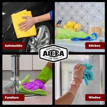 Microfiber Cleaning Cloth 50PK Premium Absorbent Towels For Cars SUVs Kitchen Windows And Home Use Ideal Dusting Rags For Smooth Surface Cleaning 12*12 Reusable Microfiber Wash Cloths For Everyday Household And Automotive Care - 黃色藍色綠色 - 查看 5