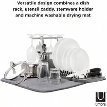 1011484149 UDRY Rack And Microfiber Dish Drying Mat Charcoal Kitchen 24 X 18 X 10.8