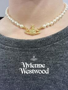 Vivienne Westwood Mini Bas Relief Pearl Choker - Gold - View 3